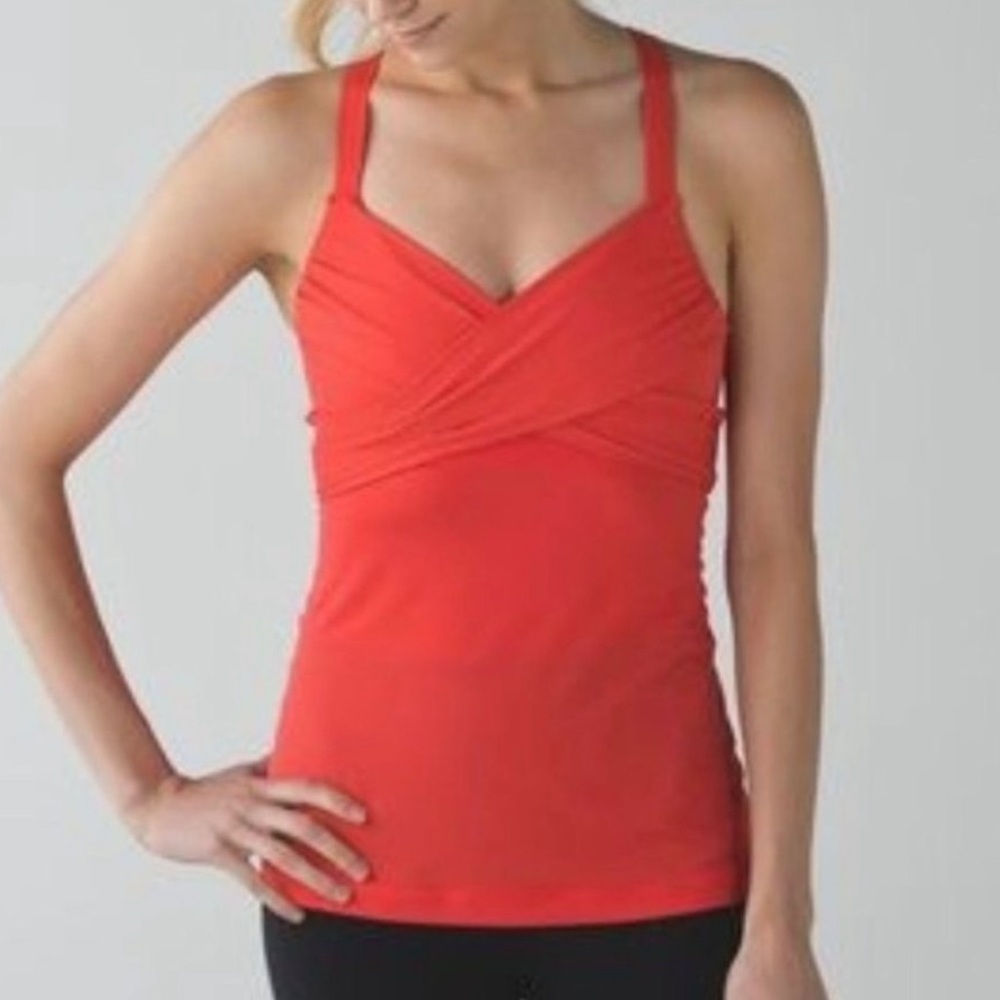 Lululemon athletica wrap it up tank top coral built in bra